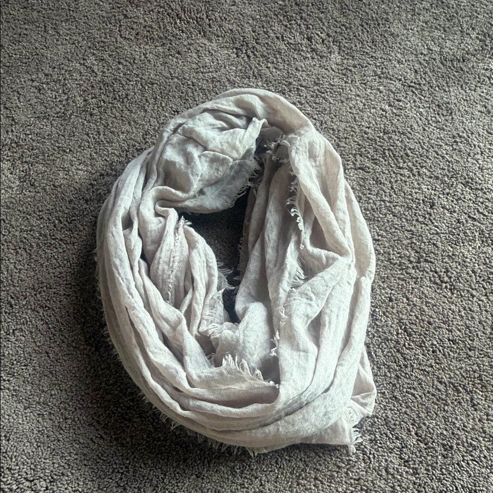 Light tan Fringed loop Scarf